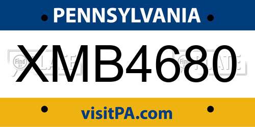 XMB4680 Pennsylvania License Plate