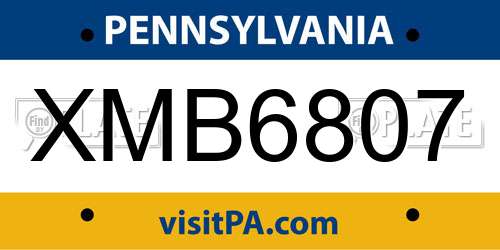 XMB6807 Pennsylvania License Plate