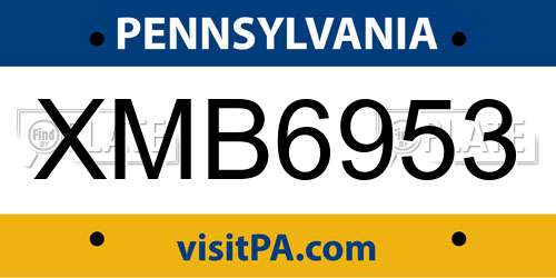 XMB6953 Pennsylvania License Plate