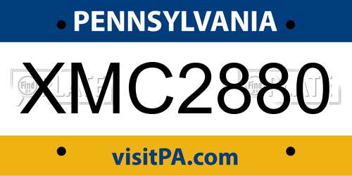 XMC2880 Pennsylvania License Plate