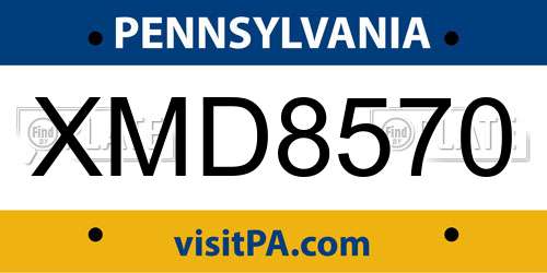 XMD8570 Pennsylvania License Plate