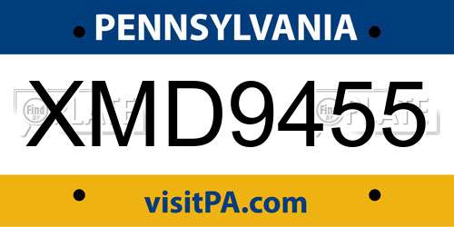 XMD9455 Pennsylvania License Plate