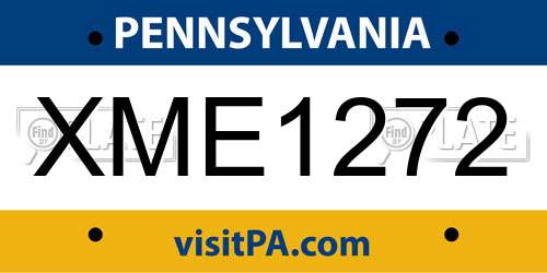 XME1272 Pennsylvania License Plate