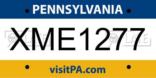 XME1277 Pennsylvania License Plate