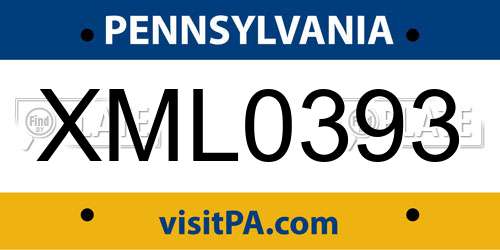 XML0393 Pennsylvania License Plate
