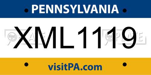 XML1119 Pennsylvania License Plate