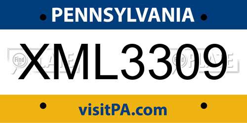XML3309 Pennsylvania License Plate