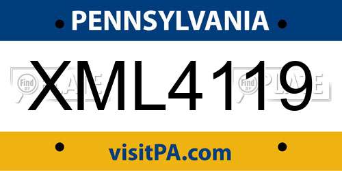 XML4119 Pennsylvania License Plate
