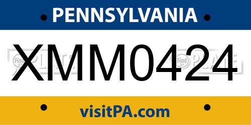 XMM0424 Pennsylvania License Plate