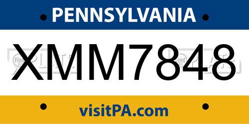 XMM7848 Pennsylvania License Plate