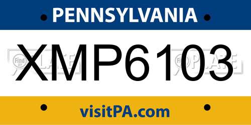 XMP6103 Pennsylvania License Plate