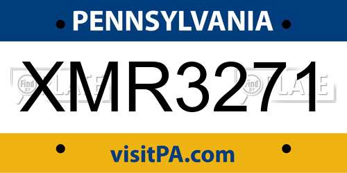 XMR3271 Pennsylvania License Plate