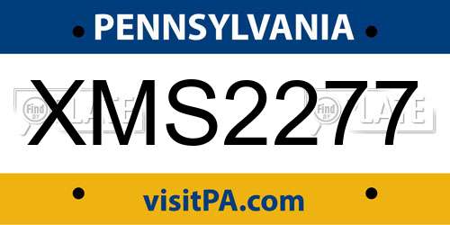 XMS2277 Pennsylvania License Plate