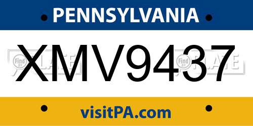XMV9437 Pennsylvania License Plate