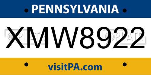 XMW8922 Pennsylvania License Plate