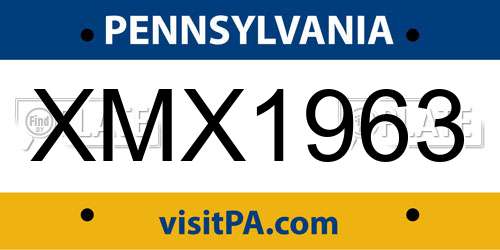 XMX1963 Pennsylvania License Plate