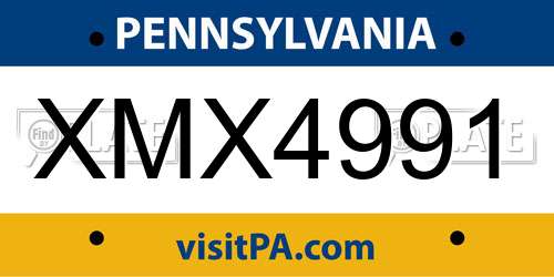 XMX4991 Pennsylvania License Plate