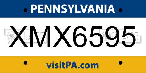 XMX6595 Pennsylvania License Plate