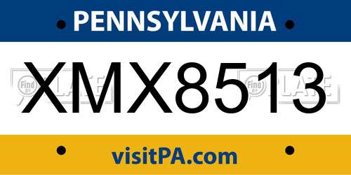 XMX8513 Pennsylvania License Plate
