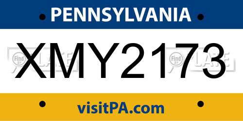 XMY2173 Pennsylvania License Plate