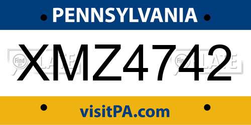 XMZ4742 Pennsylvania License Plate
