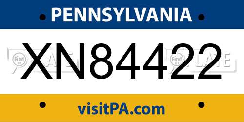 XN84422 Pennsylvania License Plate