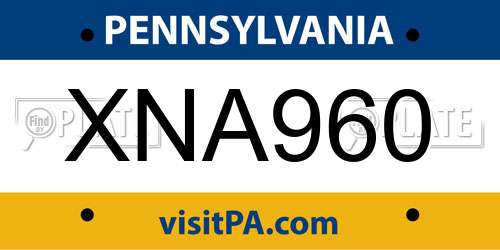 XNA960 Pennsylvania License Plate