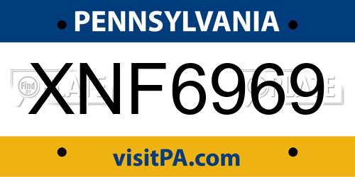 XNF6969 Pennsylvania License Plate
