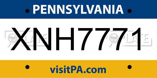 XNH7771 Pennsylvania License Plate
