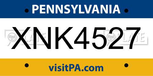 XNK4527 Pennsylvania License Plate