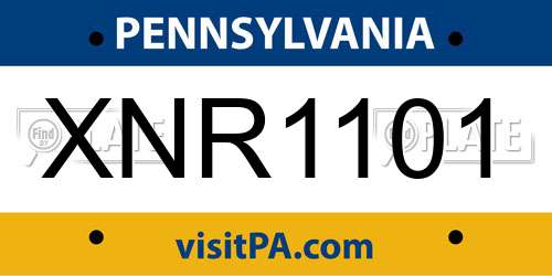 XNR1101 Pennsylvania License Plate