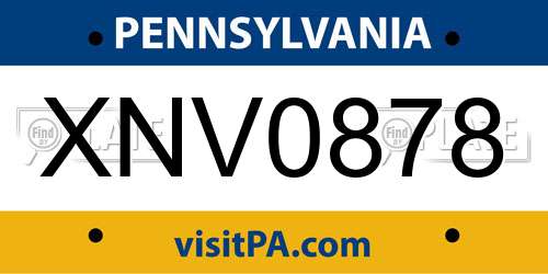 XNV0878 Pennsylvania License Plate