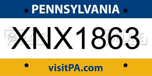 XNX1863 Pennsylvania License Plate