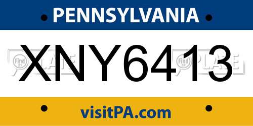 XNY6413 Pennsylvania License Plate