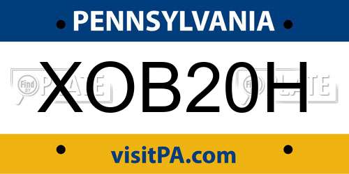 XOB20H Pennsylvania License Plate