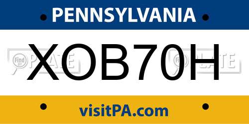 XOB70H Pennsylvania License Plate