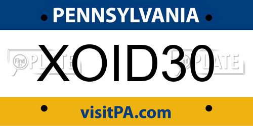 XOID30 Pennsylvania License Plate