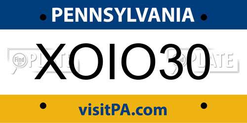 XOIO30 Pennsylvania License Plate