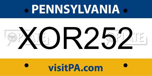 XOR252 Pennsylvania License Plate