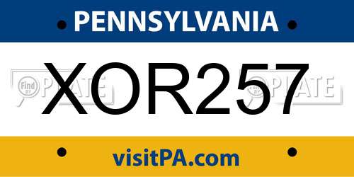 XOR257 Pennsylvania License Plate