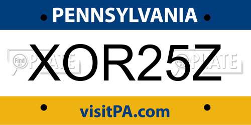 XOR25Z Pennsylvania License Plate