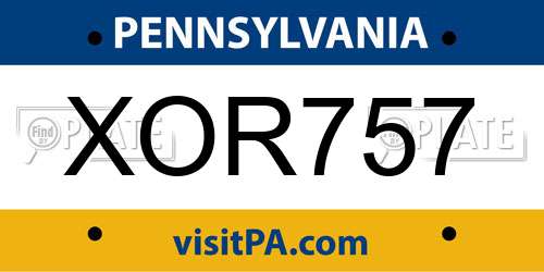 XOR757 Pennsylvania License Plate