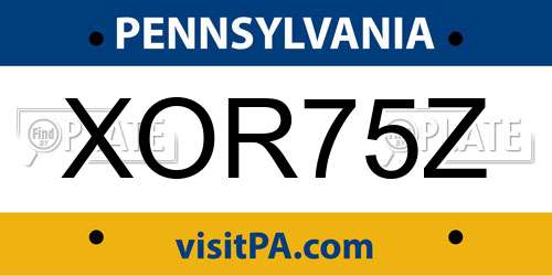 XOR75Z Pennsylvania License Plate