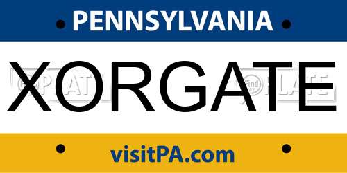 XORGATE Pennsylvania License Plate