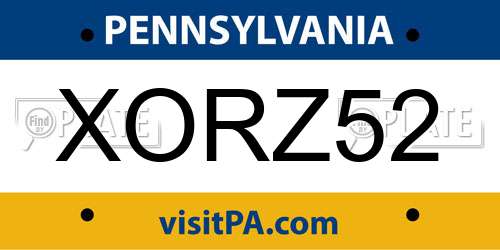 XORZ52 Pennsylvania License Plate