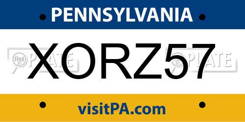 XORZ57 Pennsylvania License Plate