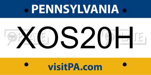 XOS20H Pennsylvania License Plate