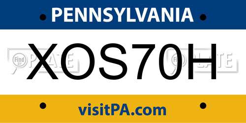 XOS70H Pennsylvania License Plate