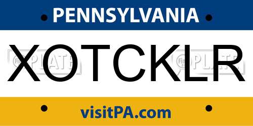XOTCKLR Pennsylvania License Plate