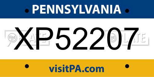 XP52207 Pennsylvania License Plate